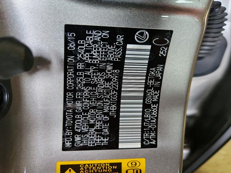 79607675 :رقم المزاد ، JTHBK1GG3F2209918 vin ، 2015 Lexus Es 350 مزاد بيع