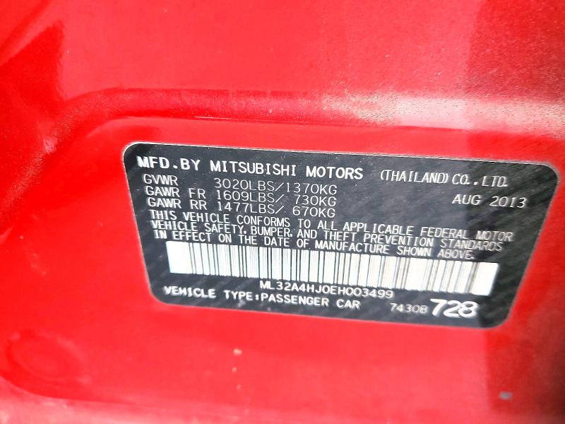 Продаж на аукціоні авто 2014 Mitsubishi Mirage, vin: ML32A4HJ0EH003499, номер лоту: 47069436