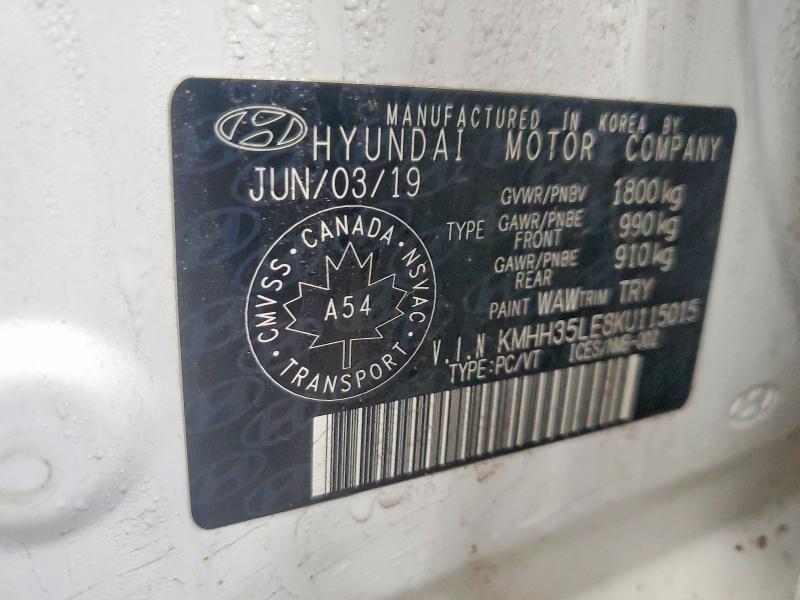 Aukcja sprzedaży 2019 Hyundai Elantra Gt, vin: KMHH35LE8KU115015, numer aukcji: 45519806