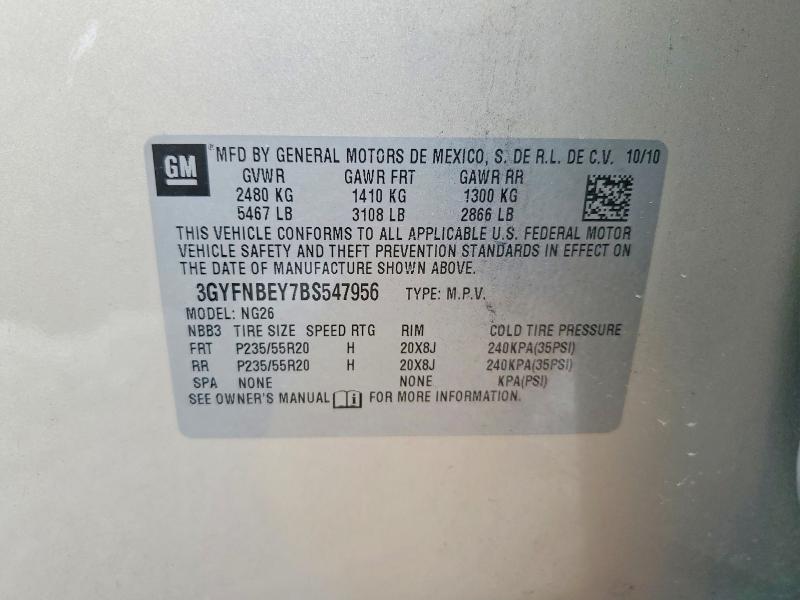 2011 Cadillac Srx მანქანა იყიდება აუქციონზე, vin: 3GYFNBEY7BS547956, აუქციონის ნომერი: 79459915