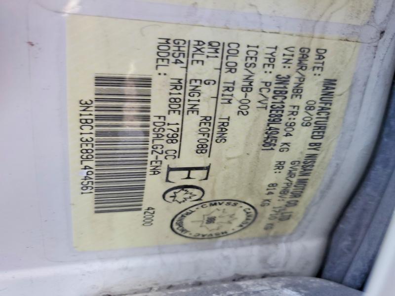 46456976 :رقم المزاد ، 3N1BC13E89L494561 vin ، 2009 Nissan Versa مزاد بيع