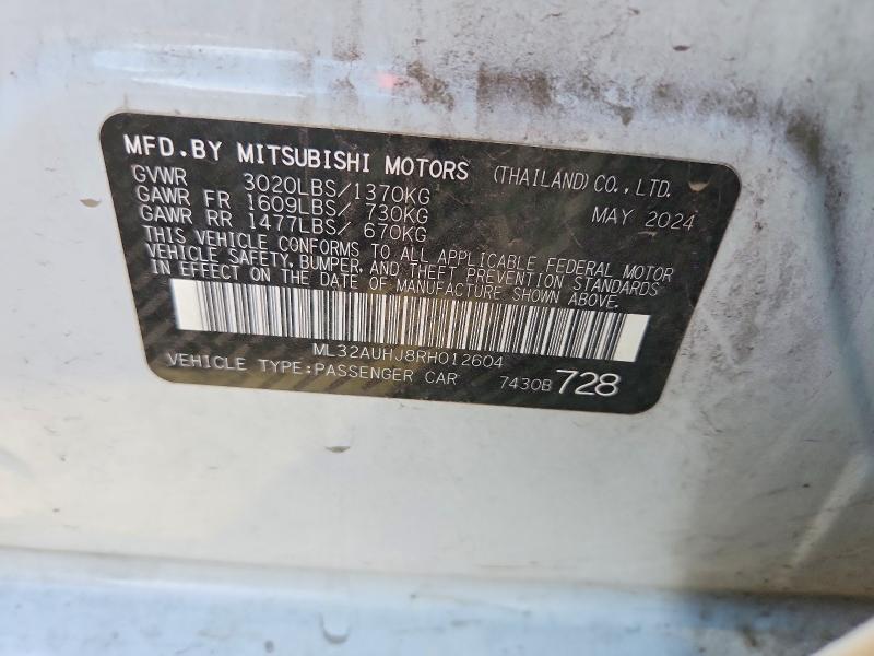 79278785 :رقم المزاد ، ML32AUHJ8RH012604 vin ، 2024 Mitsubishi Mirage مزاد بيع