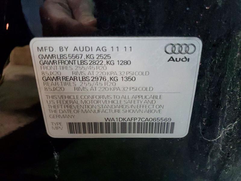 2012 Audi Q5 მანქანა იყიდება აუქციონზე, vin: WA1DKAFP7CA065569, აუქციონის ნომერი: 46706896