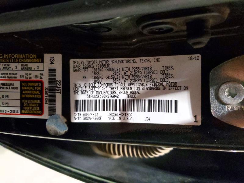 Aukcja sprzedaży 2013 Toyota Tundra, vin: 5TFUW5F19DX276042, numer aukcji: 79255065