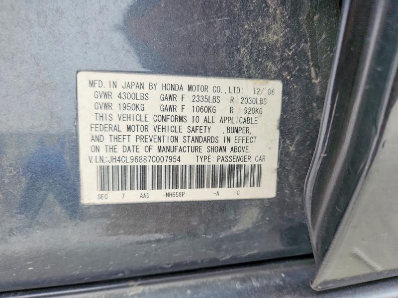 Продаж на аукціоні авто 2007 Acura Tsx, vin: JH4CL96887C007954, номер лоту: 46421966