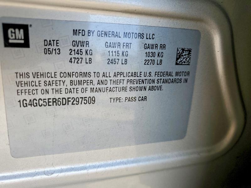 2013 Buick Lacrosse მანქანა იყიდება აუქციონზე, vin: 1G4GC5ER6DF297509, აუქციონის ნომერი: 79719165