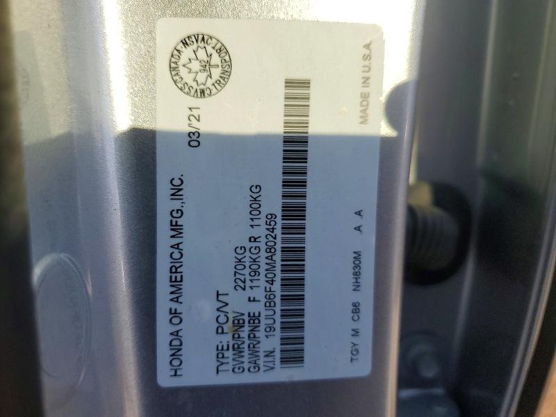79054915 :رقم المزاد ، 19UUB6F40MA802459 vin ، 2021 Acura Tlx مزاد بيع