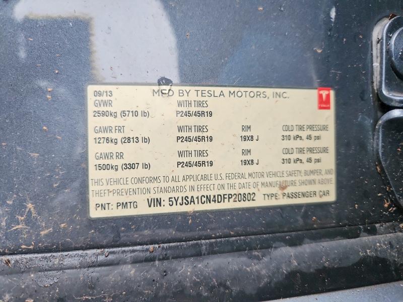 2013 Tesla Model S მანქანა იყიდება აუქციონზე, vin: 5YJSA1CN4DFP20802, აუქციონის ნომერი: 46947216