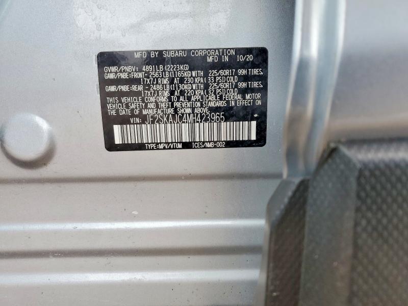 Aukcja sprzedaży 2021 Subaru Forester, vin: JF2SKAJC4MH423965, numer aukcji: 45970416