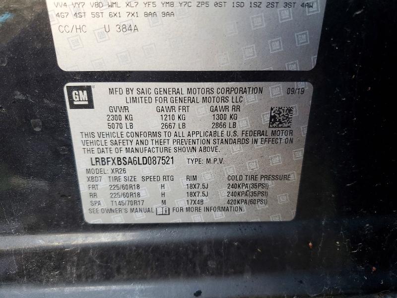 Продаж на аукціоні авто 2020 Buick Envision, vin: LRBFXBSA6LD087521, номер лоту: 46424776