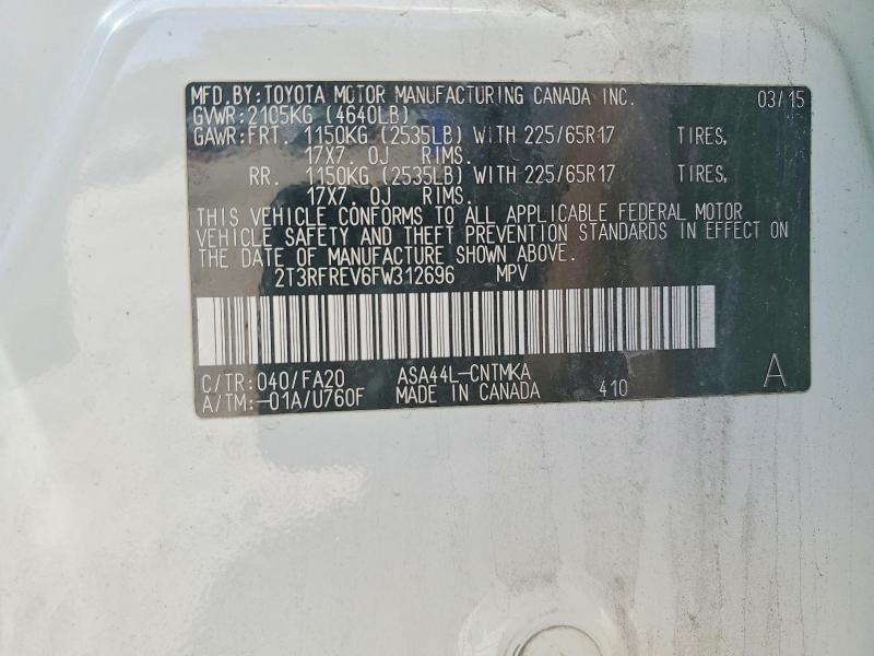 Aukcja sprzedaży 2015 Toyota Rav4, vin: 2T3RFREV6FW312696, numer aukcji: 47222866