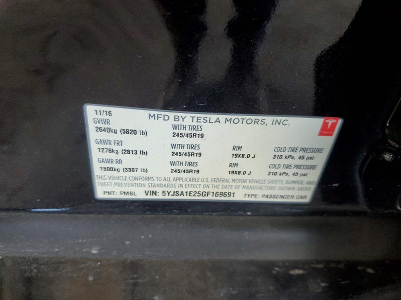 Auction sale of the 2016 Tesla Model S, vin: 5YJSA1E25GF169691, lot number: 47300806