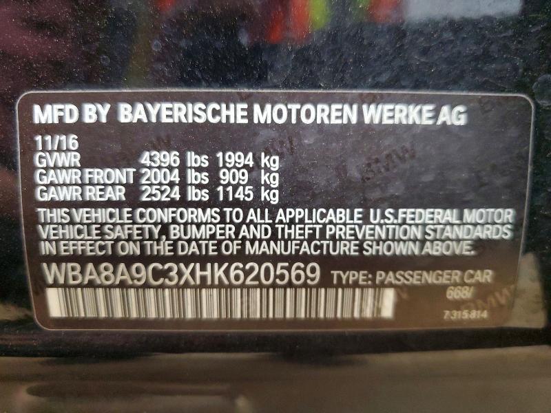 47416086 :رقم المزاد ، WBA8A9C3XHK620569 vin ، 2017 Bmw 320 مزاد بيع