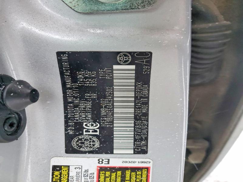78657295 :رقم المزاد ، 2T1BU4EE0AC342502 vin ، 2010 Toyota Corolla مزاد بيع