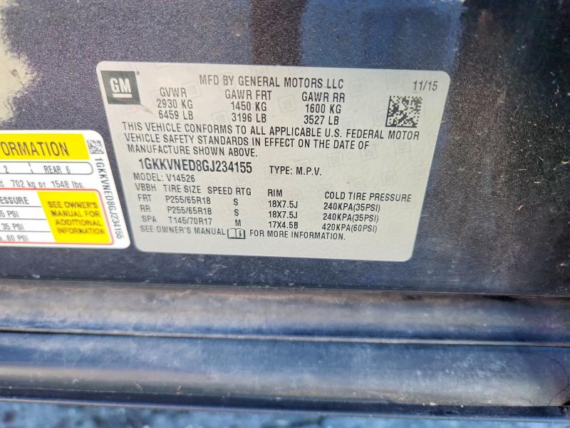 Aukcja sprzedaży 2016 Gmc Acadia, vin: 1GKKVNED8GJ234155, numer aukcji: 45863916