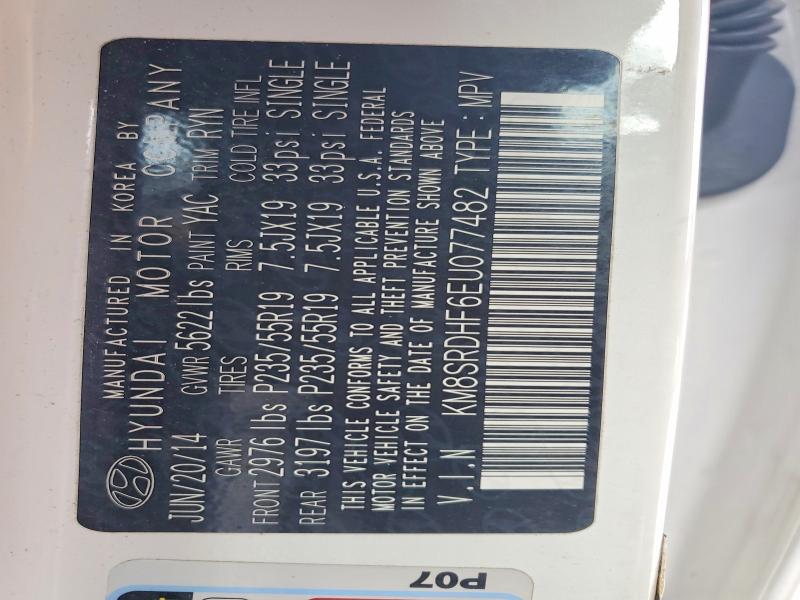46162026 :رقم المزاد ، KM8SRDHF6EU077482 vin ، 2014 Hyundai Santa Fe مزاد بيع
