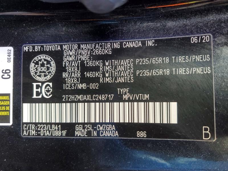 46841546 :رقم المزاد ، 2T2HZMDAXLC248717 vin ، 2020 Lexus Rx 350 مزاد بيع