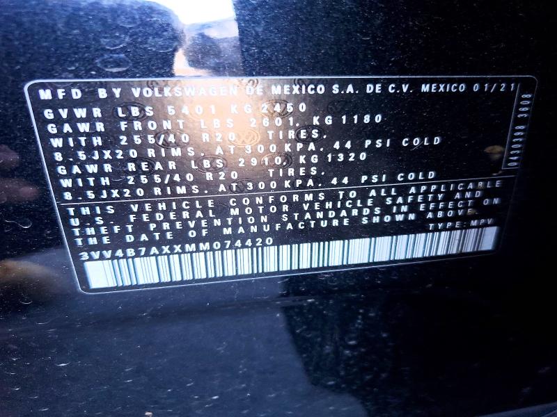 Продаж на аукціоні авто 2021 Volkswagen Tiguan, vin: 3VV4B7AXXMM074420, номер лоту: 79107705