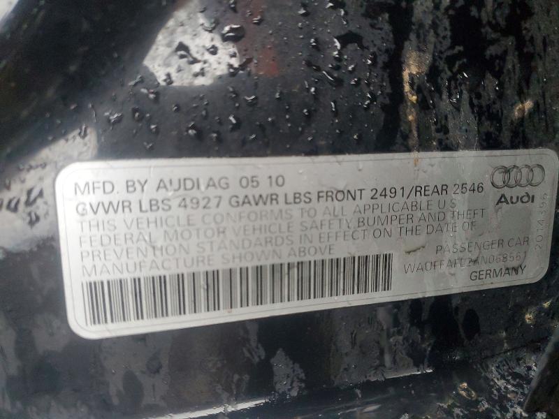 78726525 :رقم المزاد ، WAUFFAFL2AN068561 vin ، 2010 Audi A4 مزاد بيع