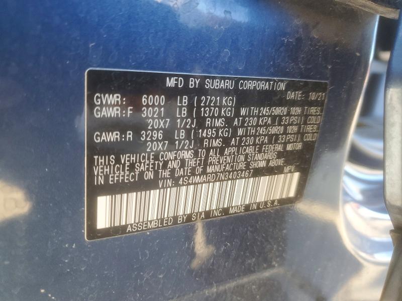 Продаж на аукціоні авто 2022 Subaru Ascent, vin: 4S4WMARD7N3403467, номер лоту: 46509156