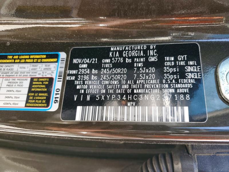 Aukcja sprzedaży 2022 Kia Telluride, vin: 5XYP34HC3NG237188, numer aukcji: 48119436