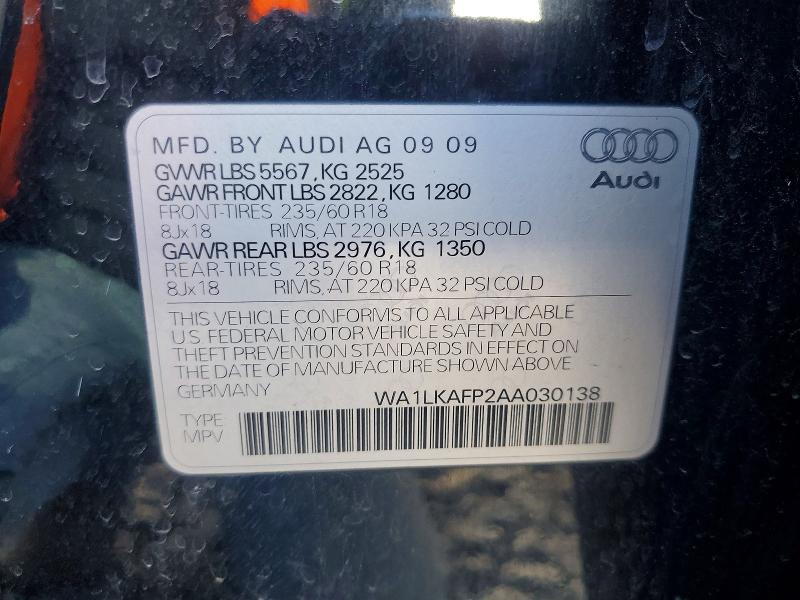 Auction sale of the 2010 Audi Q5, vin: WA1LKAFP2AA030138, lot number: 45912096