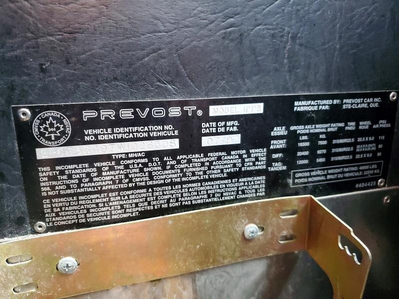 Продаж на аукціоні авто 1998 Prevost Unknown, vin: 2PCE33497W1026308, номер лоту: 79936895