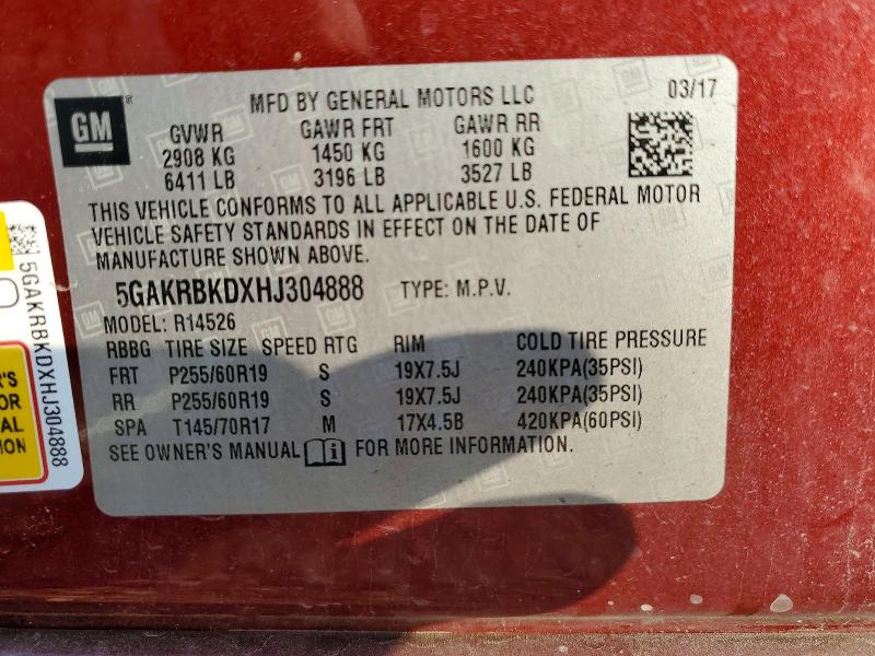 Продажа на аукционе авто 2017 Buick Enclave, vin: 5GAKRBKDXHJ304888, номер лота: 47624496
