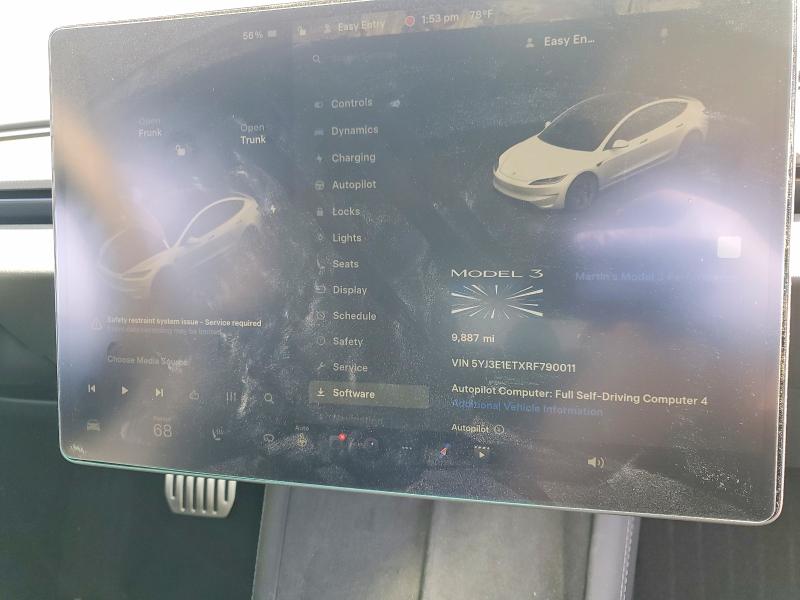 2024 Tesla Model 3 მანქანა იყიდება აუქციონზე, vin: 5YJ3E1ETXRF790011, აუქციონის ნომერი: 45448676