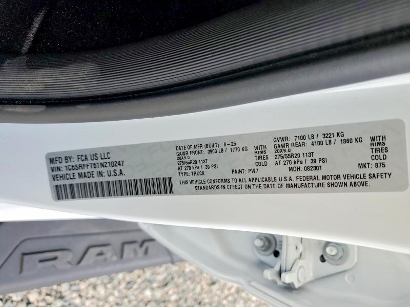 Продажа на аукционе авто 2026 Ram 1500, vin: 1C6SRFFT6TN210247, номер лота: 46376106