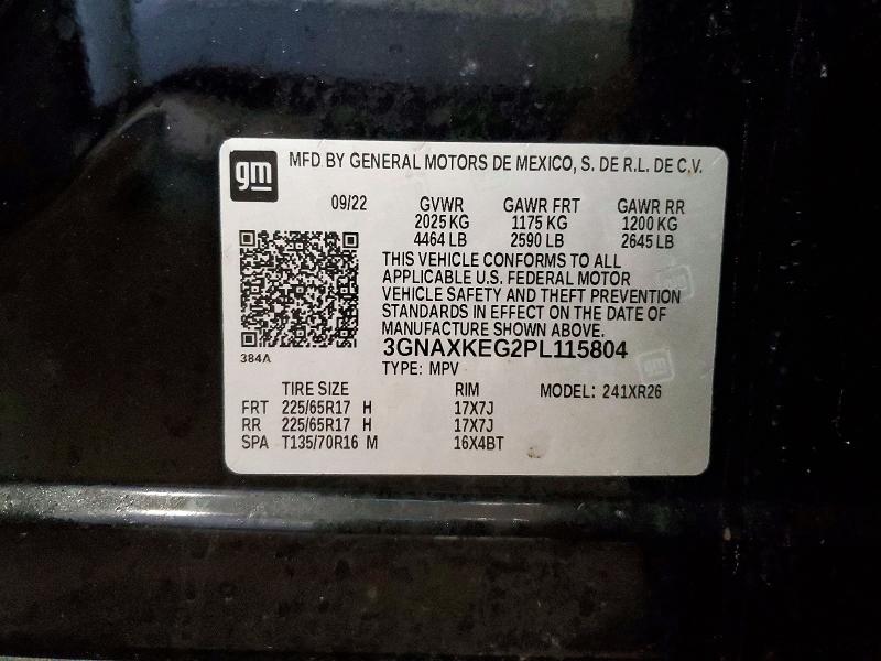 Продаж на аукціоні авто 2023 Chevrolet Equinox, vin: 3GNAXKEG2PL115804, номер лоту: 45539056