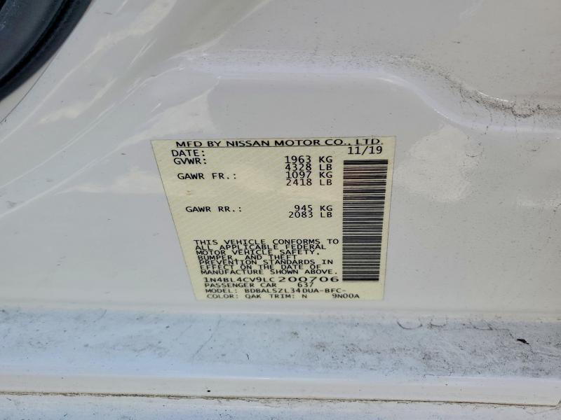 45962026 :رقم المزاد ، 1N4BL4CV9LC200706 vin ، 2020 Nissan Altima مزاد بيع