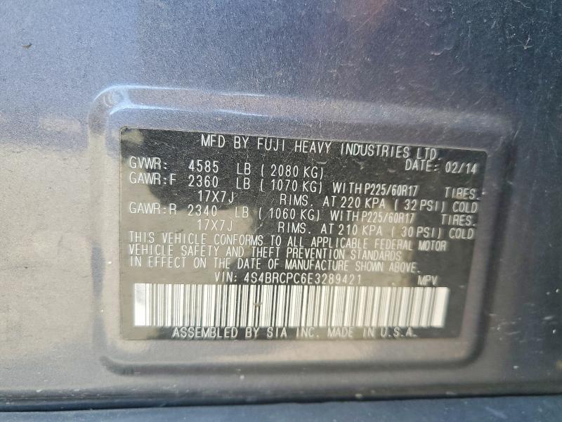 47445946 :رقم المزاد ، 4S4BRCPC6E3289421 vin ، 2014 Subaru Outback مزاد بيع