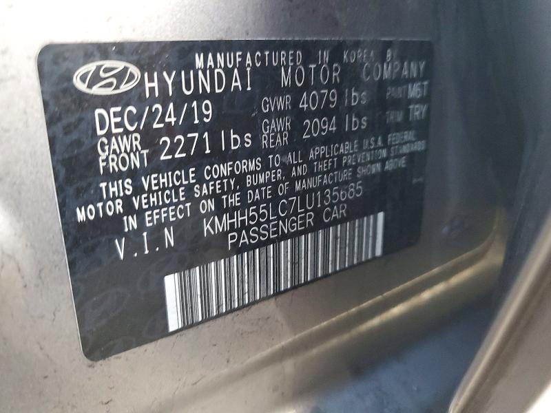 45447226 :رقم المزاد ، KMHH55LC7LU135685 vin ، 2020 Hyundai Elantra Gt مزاد بيع