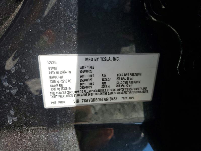 Aukcja sprzedaży 2026 Tesla Model Y, vin: 7SAYGDED5TA610452, numer aukcji: 46135966