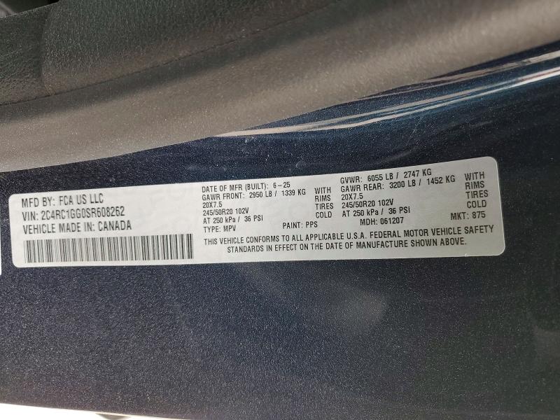 79742325 :رقم المزاد ، 2C4RC1GG0SR608262 vin ، 2025 Chrysler Pacifica مزاد بيع