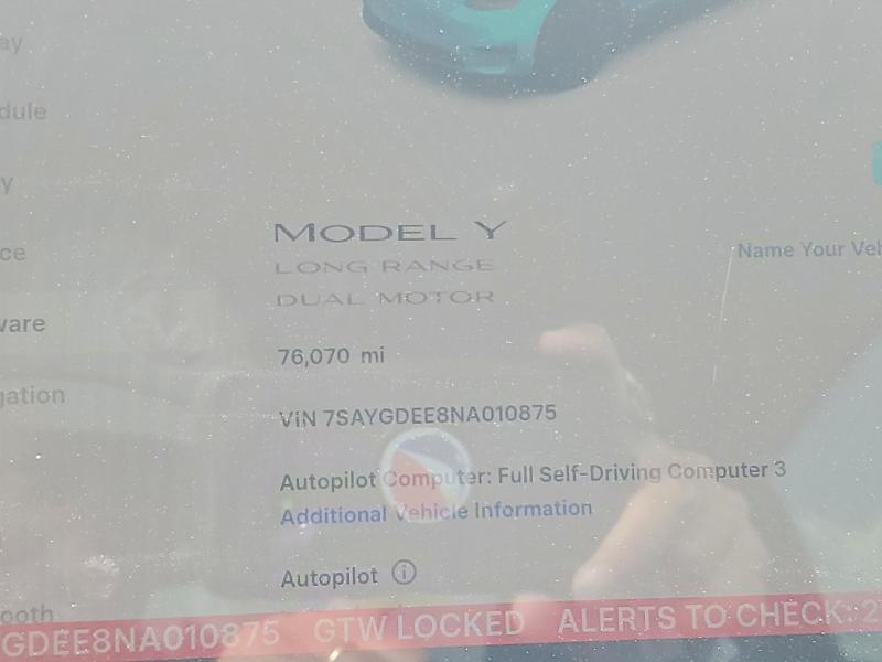 2022 Tesla Model Y მანქანა იყიდება აუქციონზე, vin: 7SAYGDEE8NA010875, აუქციონის ნომერი: 79926965