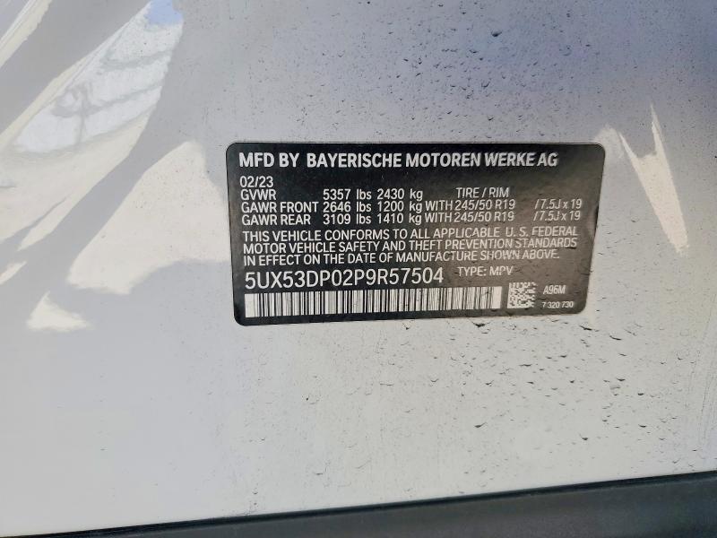 Aukcja sprzedaży 2023 Bmw X3, vin: 5UX53DP02P9R57504, numer aukcji: 79779905