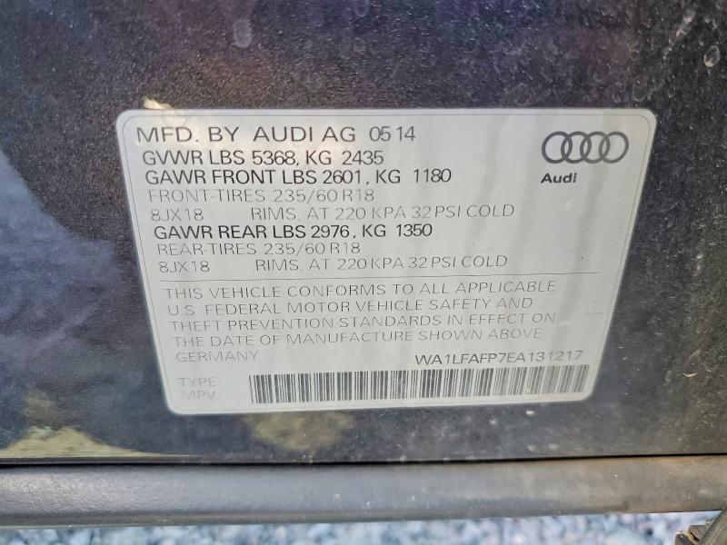 2014 Audi Q5 მანქანა იყიდება აუქციონზე, vin: WA1LFAFP7EA131217, აუქციონის ნომერი: 46729136