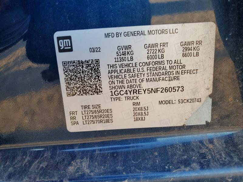 Aukcja sprzedaży 2022 Chevrolet Silverado, vin: 1GC4YREY5NF260573, numer aukcji: 46373286