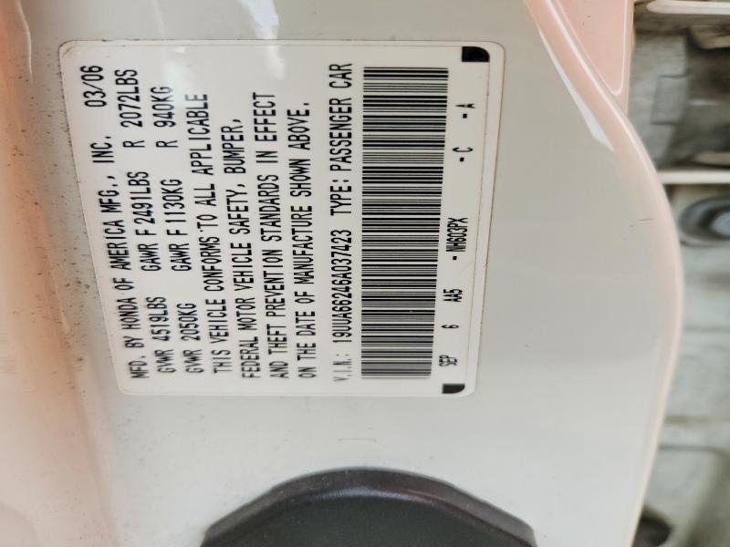 2006 Acura 3.2tl მანქანა იყიდება აუქციონზე, vin: 19UUA66246A037423, აუქციონის ნომერი: 79187485