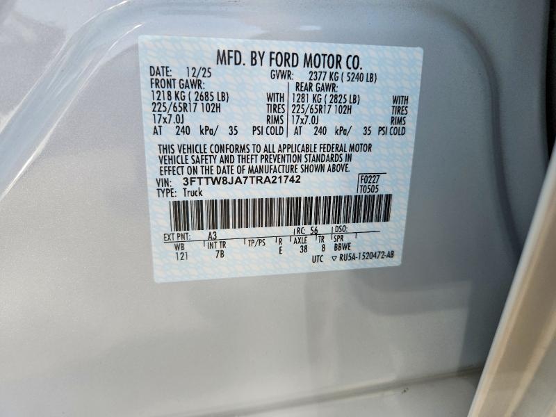 47930946 :رقم المزاد ، 3FTTW8JA7TRA21742 vin ، 2026 Ford Maverick مزاد بيع