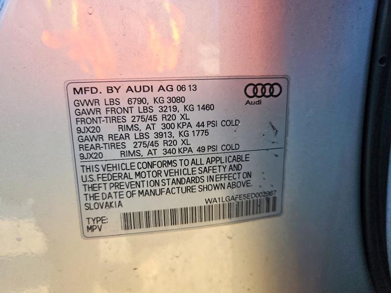45606916 :رقم المزاد ، WA1LGAFE5ED002967 vin ، 2014 Audi Q7 مزاد بيع