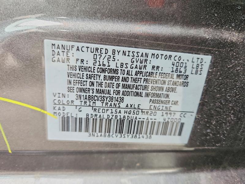 Aukcja sprzedaży 2025 Nissan Sentra, vin: 3N1AB8CV3SY381438, numer aukcji: 48668856