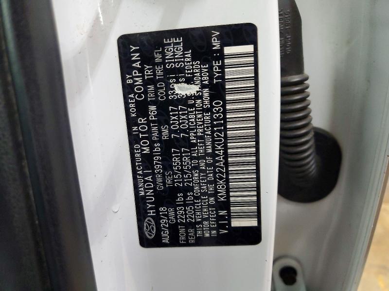 2019 Hyundai Kona მანქანა იყიდება აუქციონზე, vin: KM8K22AA4KU211330, აუქციონის ნომერი: 46307146