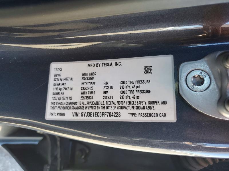 Продаж на аукціоні авто 2023 Tesla Model 3, vin: 5YJ3E1EC5PF704228, номер лоту: 41997436
