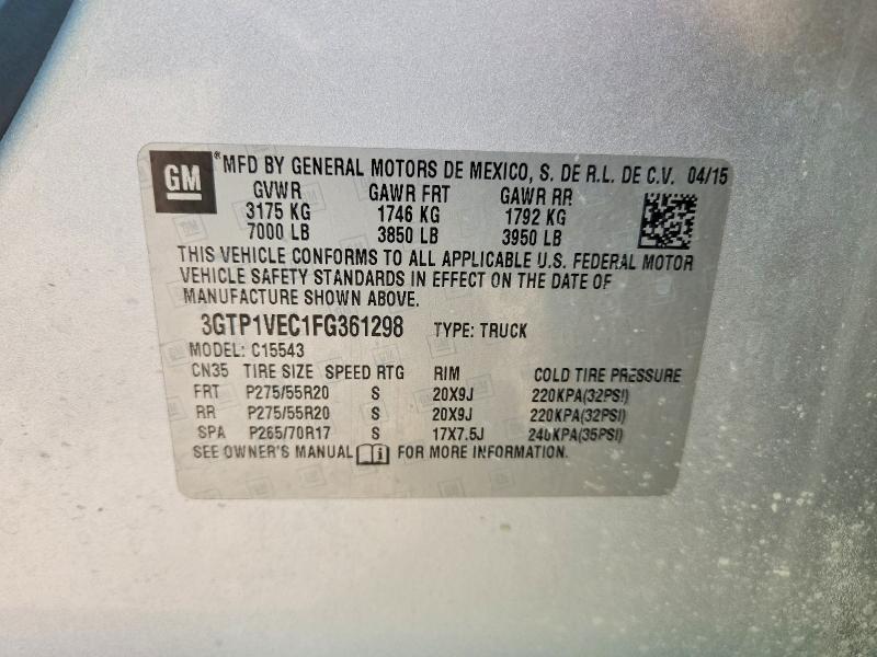 2015 Gmc Sierra მანქანა იყიდება აუქციონზე, vin: 3GTP1VEC1FG361298, აუქციონის ნომერი: 48071376