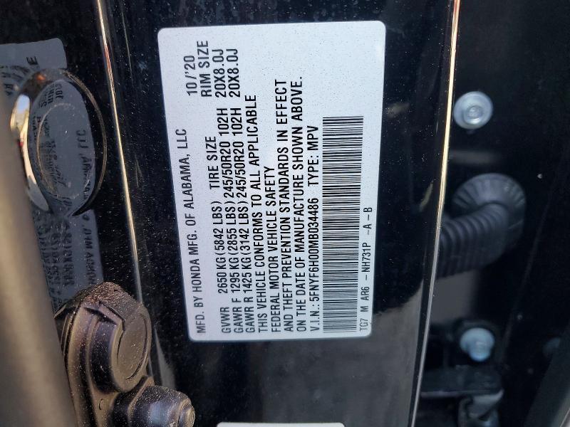 Aukcja sprzedaży 2021 Honda Pilot, vin: 5FNYF6H00MB034486, numer aukcji: 46911566