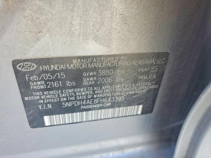 79978325 :رقم المزاد ، 5NPDH4AE8FH643395 vin ، 2015 Hyundai Elantra مزاد بيع