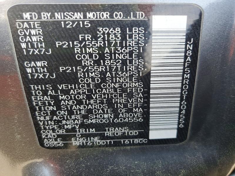 Aukcja sprzedaży 2016 Nissan Juke, vin: JN8AF5MR0GT604556, numer aukcji: 45831796